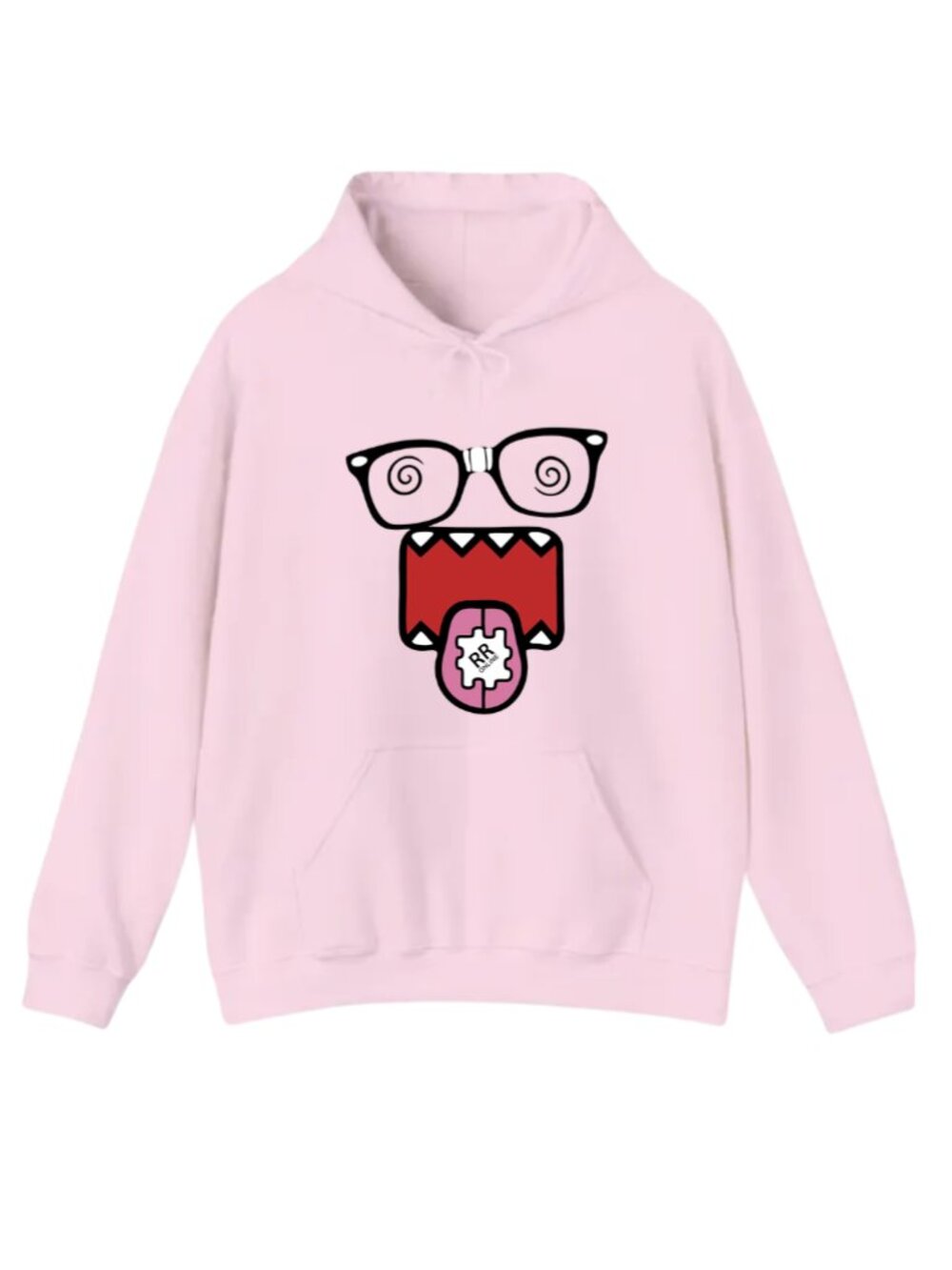 Pink Nerd Monster Graphic Hoodie, Cute Y2K Retro Streetwear Sweatshirt